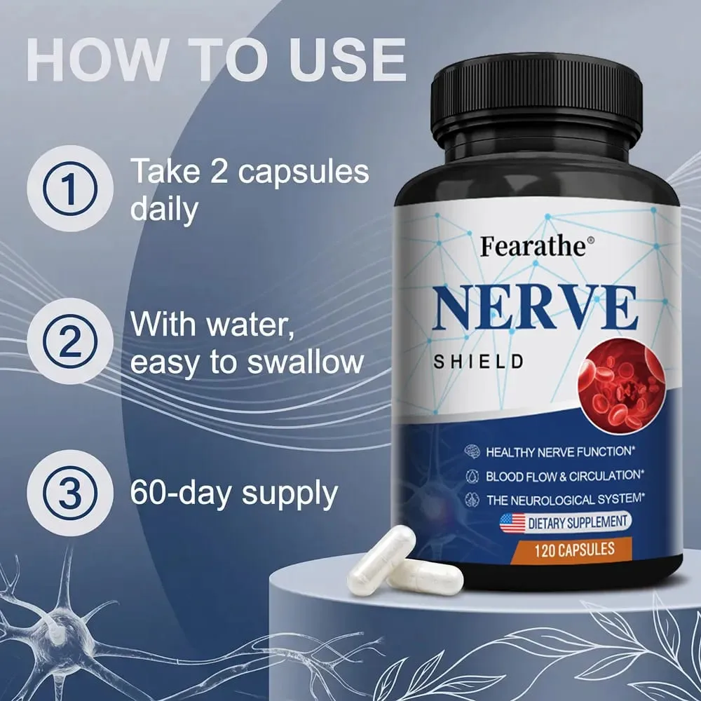 Nerve Support Supplement - B Vitamins Supports Nerve & Brain Function Neurotransmitters Blood Circulation & Joint Health