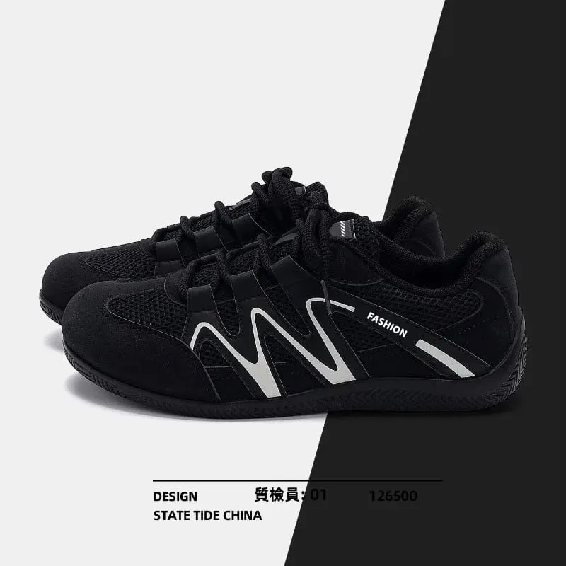 Heren mesh ademende casual sneakers met veters platte zool mode sportschoenen dagelijks wandelen dames lichtgewicht atletische schoenen