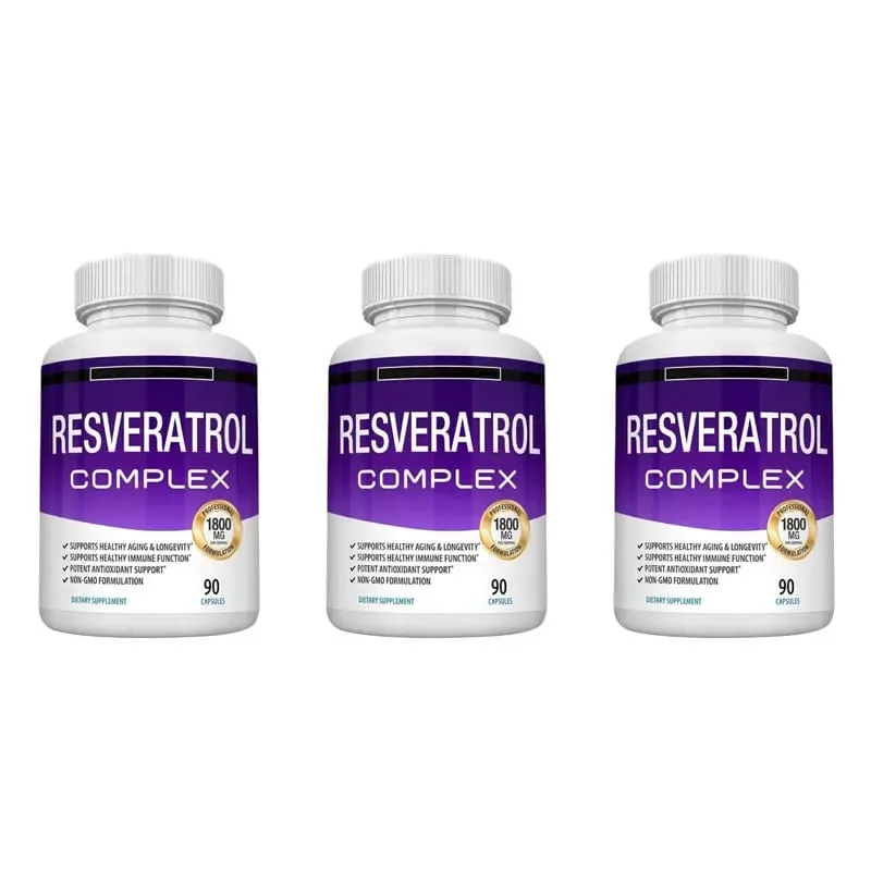 Resveratrol Supplement 1800 Mg Antioxidant Complex for Healthy Aging Health Support Immune System for Men Women 90 Capsules