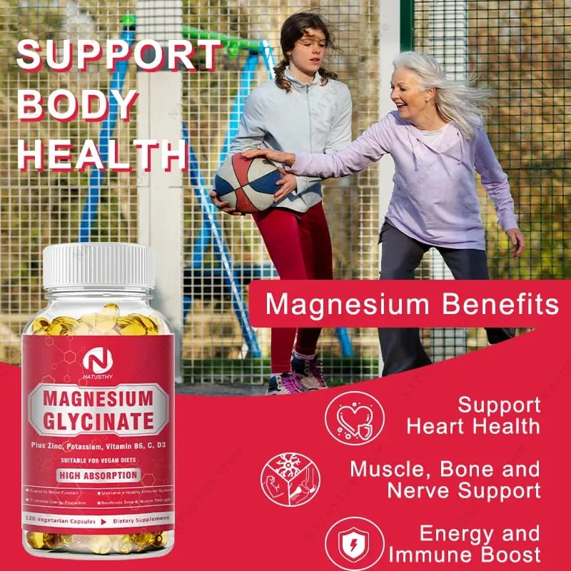 Magnesium Glycinate 500mg Potassium with Zinc For muscles - Nerves - Bones - Heart Health - Leg Cramps - Immune System