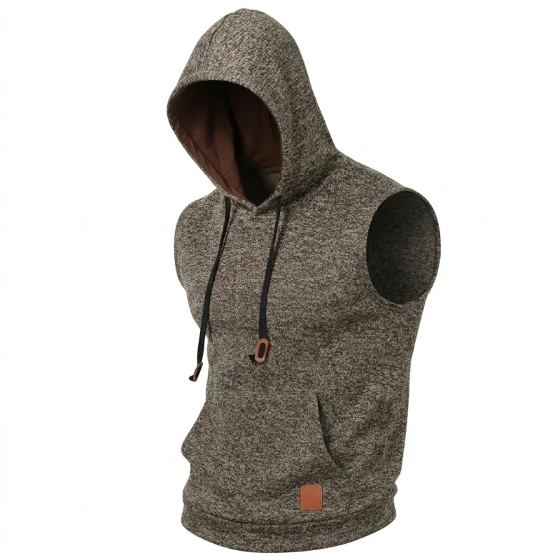 New Mens Sleeveless Hoodie Lightweight Hooded Mens Sweatshirt Vest Workout Luxury Clothes Tank Tops Fitness Hoodies for Men