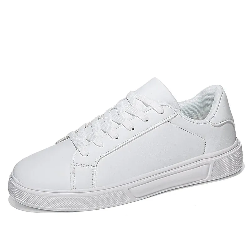 Men's White Natural Leather Sneakers with Flat Bottom Casual Shoes Light Walking Sneakers Simple Daily Student Shoes Women 36-45