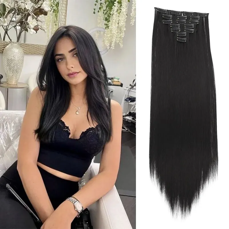 Synthetic 7 Pieces/Set 22 Inch Straight Hair Extensions Clip-In Extensions Christmas Halloween Hair Extensions