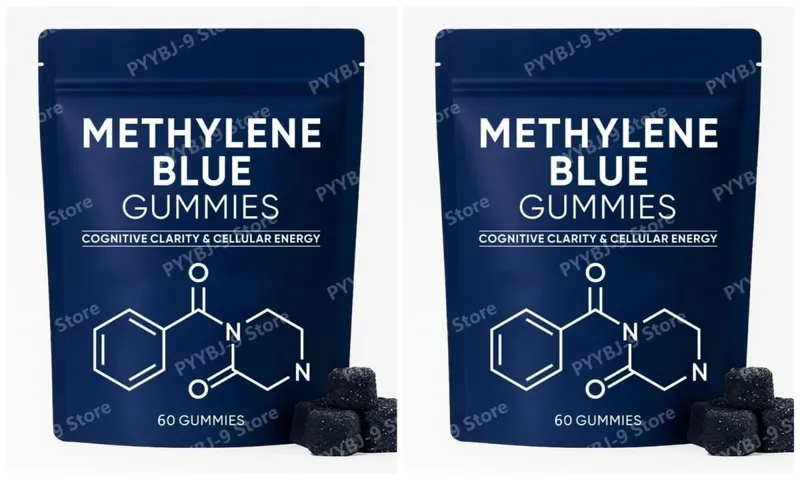 Methylene Blue Gummies Supplement 30/60pcs Focus Energy Support Vegan Non-GMO Gluten-Free Daily Nutrition Chews for Adults