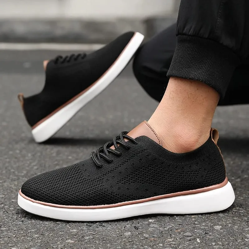 New Men's Knit Sneakers Lightweight Breathable Mesh Casual Shoes Non-Slip Soft Sole Fashion Daily Wear Comfortable Walking Shoes