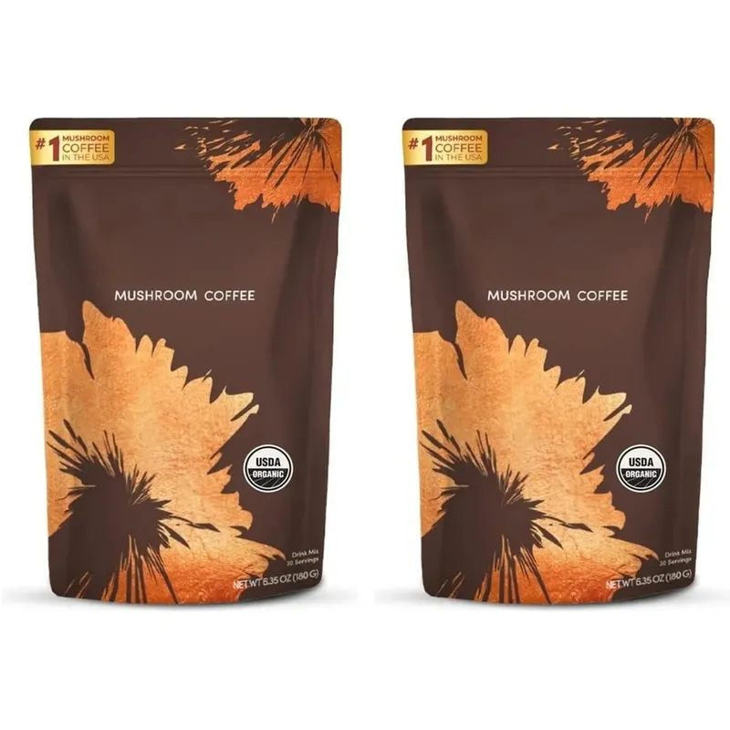 Organic Mushroom Blend Powder Lion's Mane Reishi Gut Health & Energy Support 48mg Caffeine Gluten Free Vegan 30 Servings