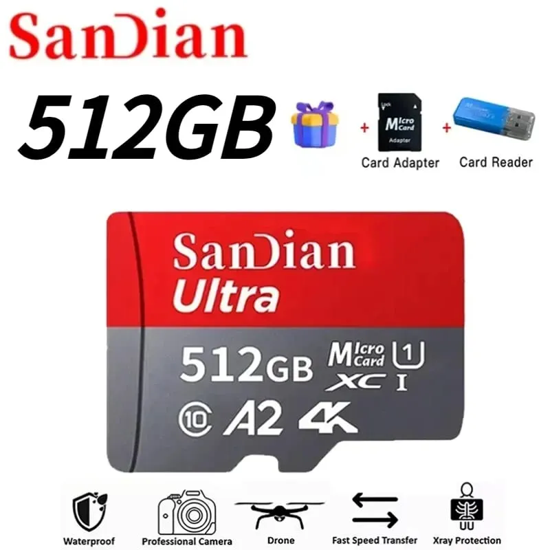 High-Speed 128GB Micro TF Card Class10 256GB Flash Card 512GB Memory Card for Smartphone Tablet