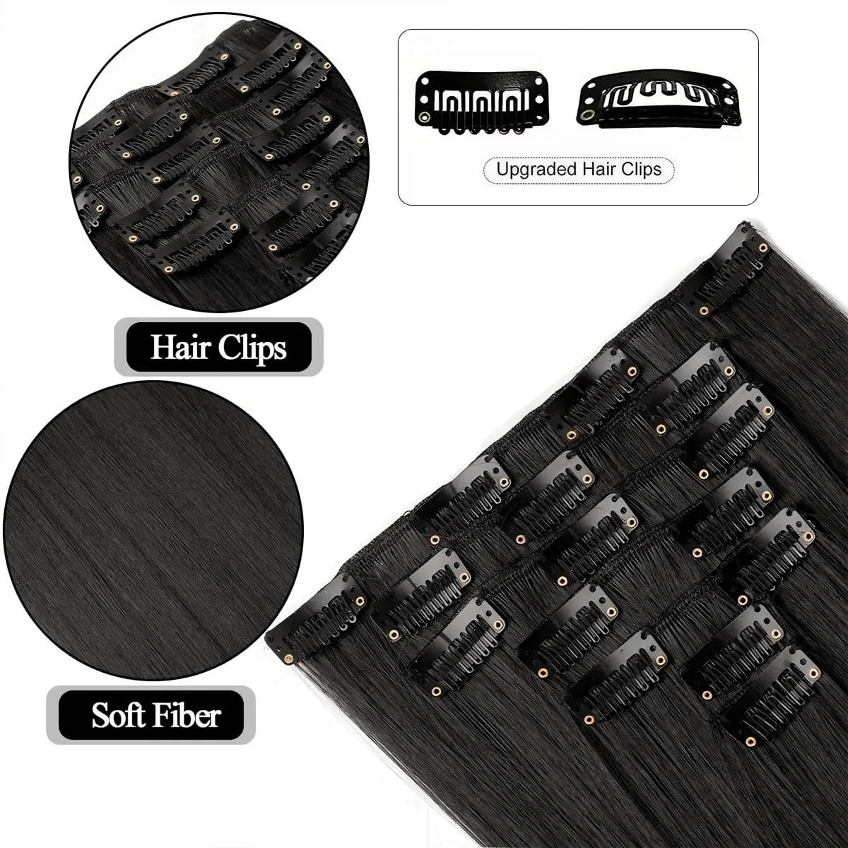 Clip in Hair Extensions for Women 22 Inches Long Wavy Curly Hair Extension Full Head Synthetic Hair Extension Hairpieces