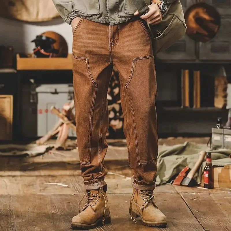 Mens Clothing Retro Tooling Pants Men's Loose Straight Men's Jeans 2026 New Trendy Brand Classic Coffee Y2k Baggy Harem Pants