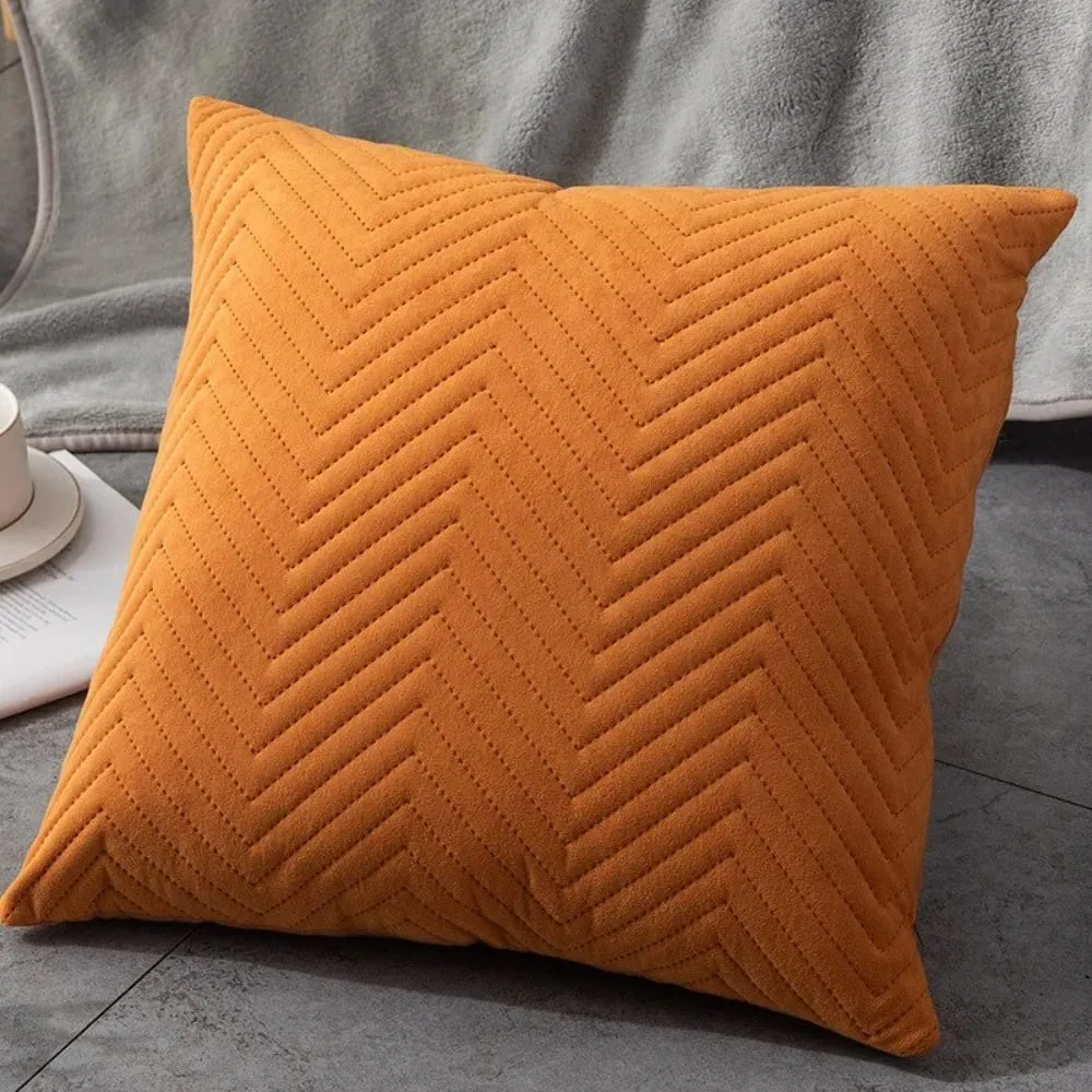 Quilted Velvet Throw Pillow Cover 18x18 Inch Simple Decorative Cushion Case for Home Sofa