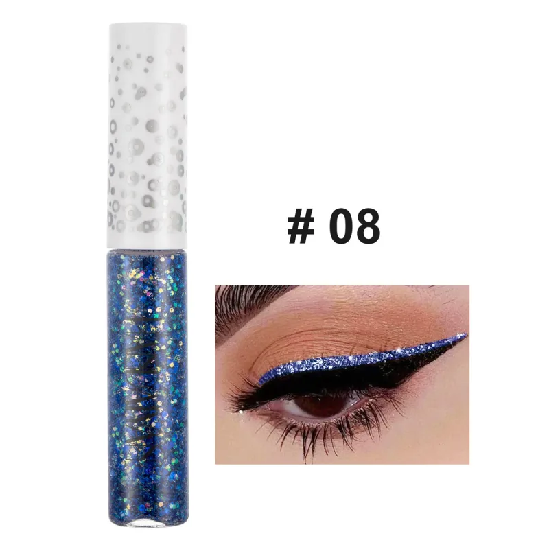 12 Renk Parlak Göz Gömlekleri Pigment Gümüş Gül Altın Renk Glitter Likit Eyeliner Metalik Renkli Makyaj Kadınlar Için