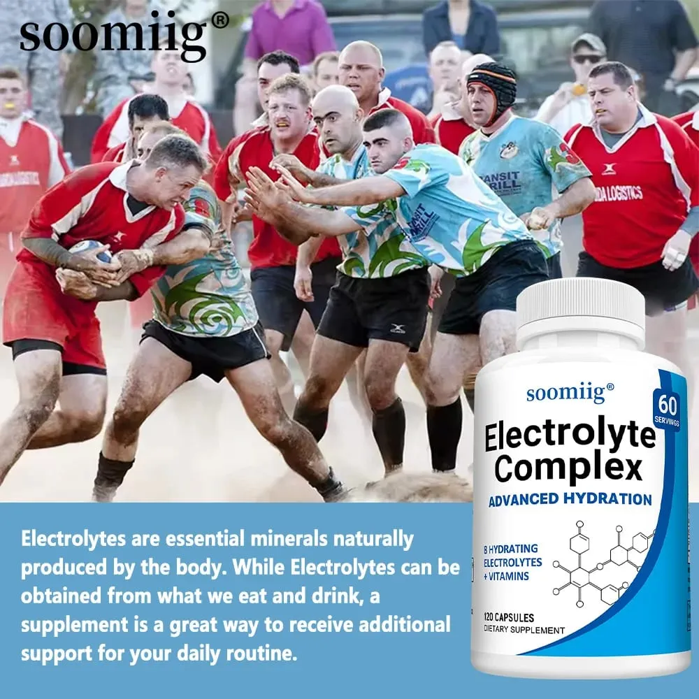 Electrolyte Salts Capsules with B6 B12 Magnesium Potassium & Zinc Fast Hydration Reduces Muscle Cramps Supports Recovery