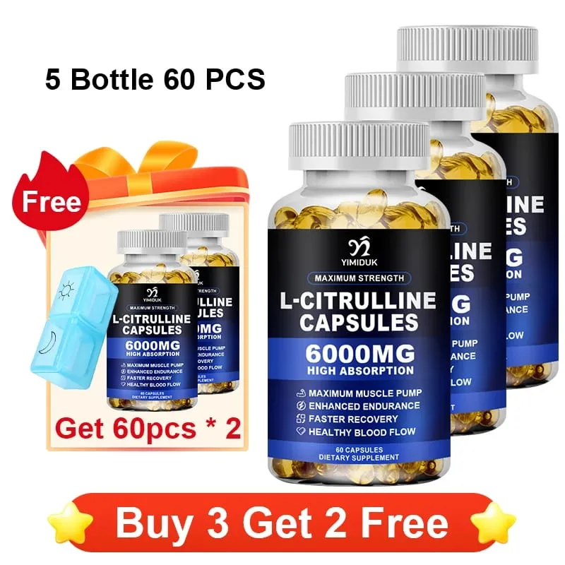 Premium L-Citrulline Capsules with High-potency Citrulline Gelatin Support Vessel Health Boost Workout Hasten Muscle Repair