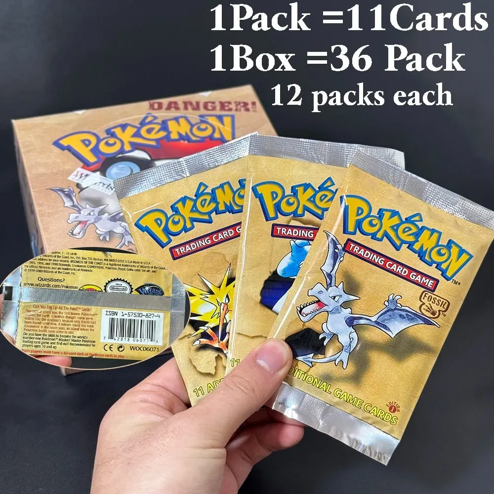 Pokémon Booster Packs Base Fossil Jungle 9 single bags 1 pack/11 Cards and Booster Box 3 1Box/36 Packs models Proxy Game Cards