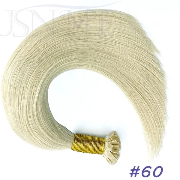 Virgin Hair Flat Tip Hair Extensions Natural Real Human Hair Fusion Capsule Keratin Brown Blonde 1g/pramínek 14-22 palců pro ženy — image 14