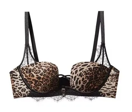 Fashion Leopard Bra Set Lift Up Support Push Up Soft Lace French Style for Ladies Home Daily Casual Wear All Seasons S-XL Suit