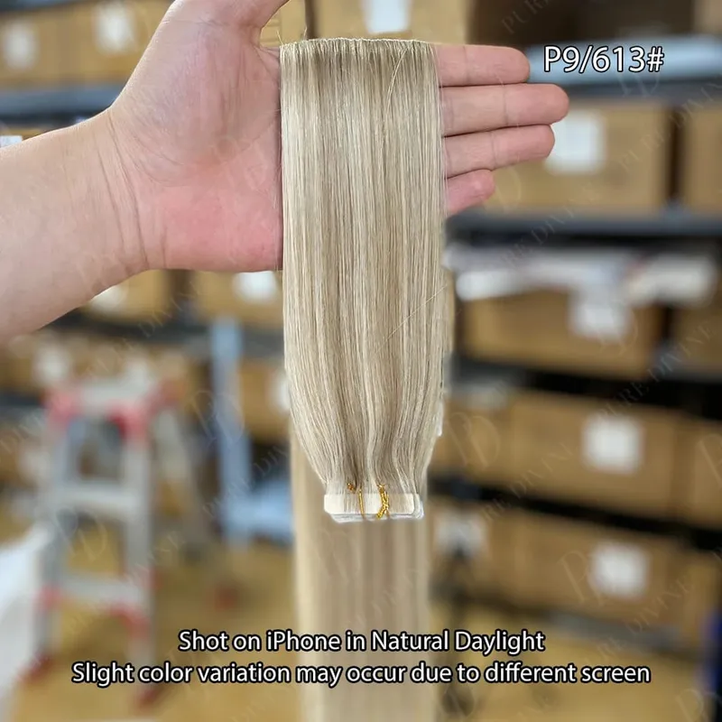 Invisible Tape In Hair Extensions Real Human Hair Seamless PU Skin Weft Human Hair Tape Ins 2.5g/pc 50g/set 22 24 Inches