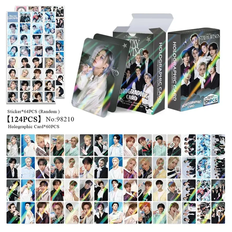 124pcs New Album Stay With Your Wings Photocards Stickers Kpop Merch Lomo Cards Set Fans Collection Cards Gifts