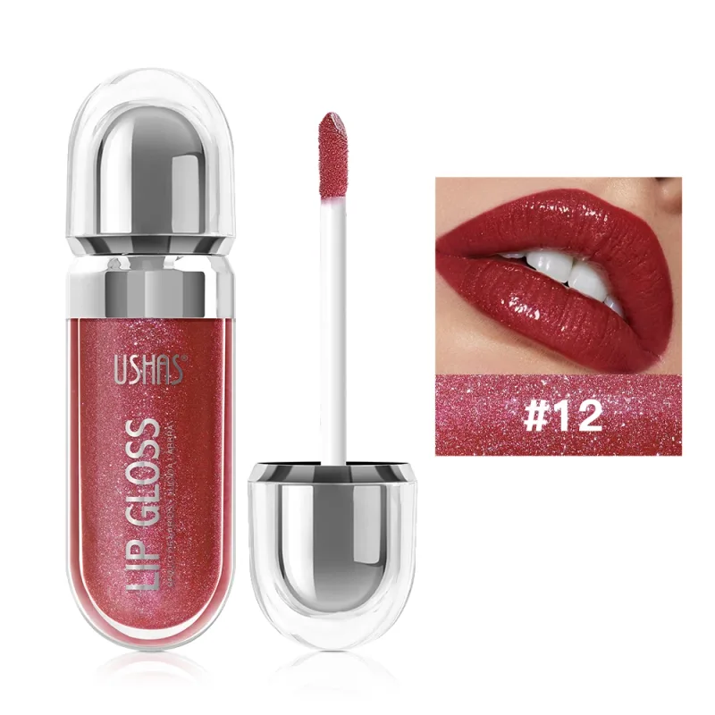 Shimmer Lip Gloss 12 Shades Glass High Shine Μη κολλώδες Ενυδατικό Μακιγιάζ χειλιών που γεμίζουν μεγάλη διάρκεια