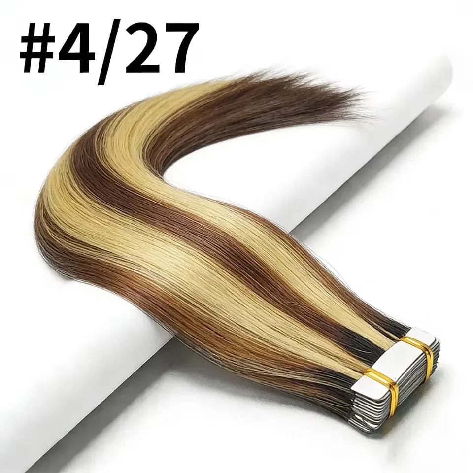 Platinum Blonde #60 Straight Tape In Hair Extensions 50g/20pcs Adhesive Glue Skin Weft Invisible Tape In Human Hair Extensions