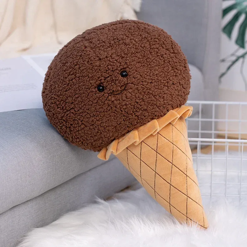 Lindo dibujo animado helado juguete de peluche comida rellena Snack almohada cojín cono niños juguetes Kawaii decoración de la habitación regalo de cumpleaños para niños