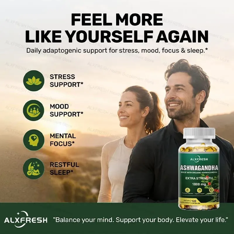 Original Ashwagandha Capsules High Potency Root Extract for Stress & Vitality Balance Hormones