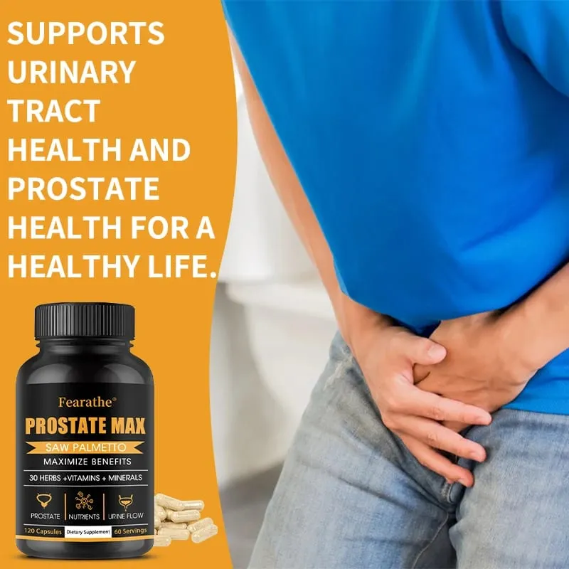 Suplemen Saw Palmetto Prostat - 30 Ekstrak Tumbuhan Vitamin & Mineral untuk Kesihatan Prostat Lelaki Kencing & Pertumbuhan Rambut