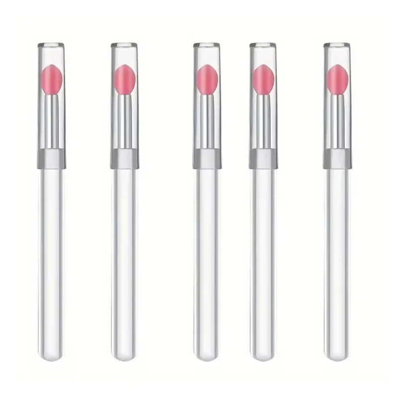 Silicone Lip Mask Brushes (Transparent/Pink)- Portable Lip Scrub Applicator Soft Silicone Tip for Lip Balm/Lip Mask