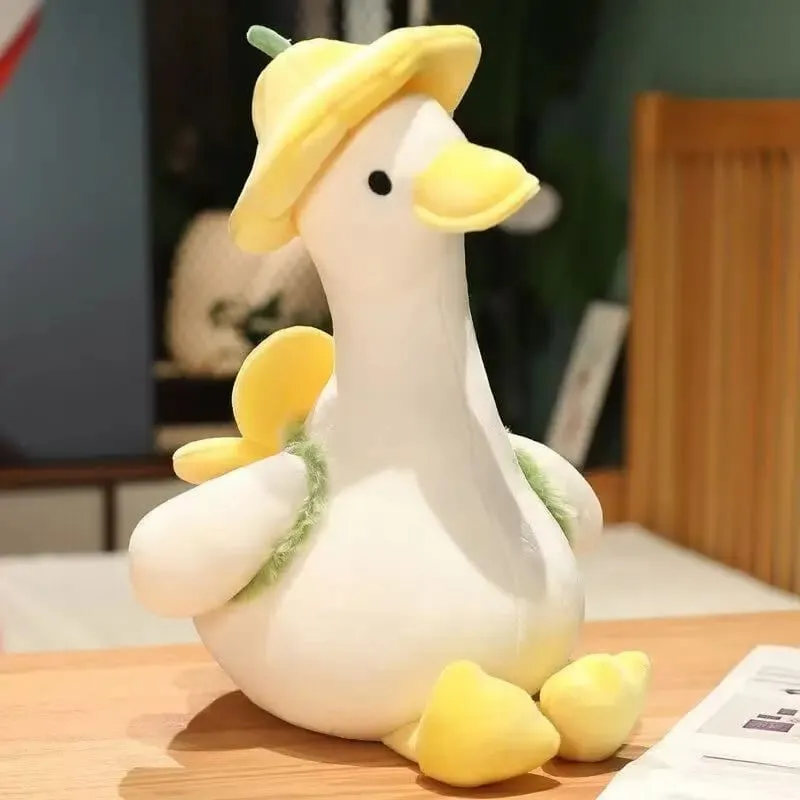 Cute Little Duck Doll Flower Duck Plush Big White Goose Doll Super Soft Sleeping Pillow Birthday Gift Decoration Toy for Kids