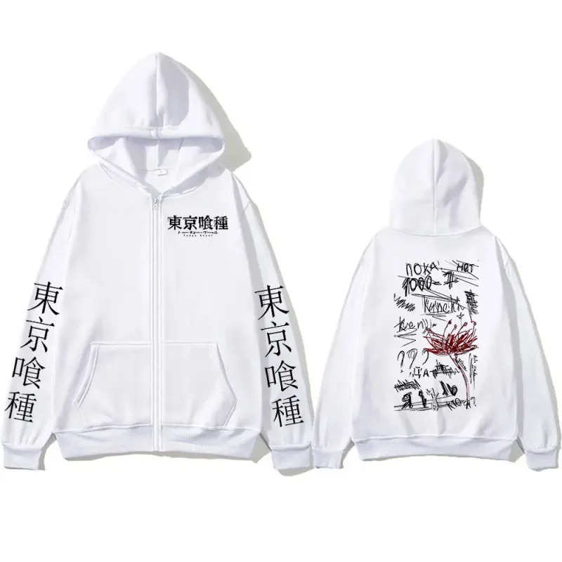 Japanese Anime Tokyo Ghoul Ken Kaneki Zipper Hoodies Men Fashion Zip Up Hooded Sweatshirts Long Sleeves Pullovers Jackets Caots — image 2