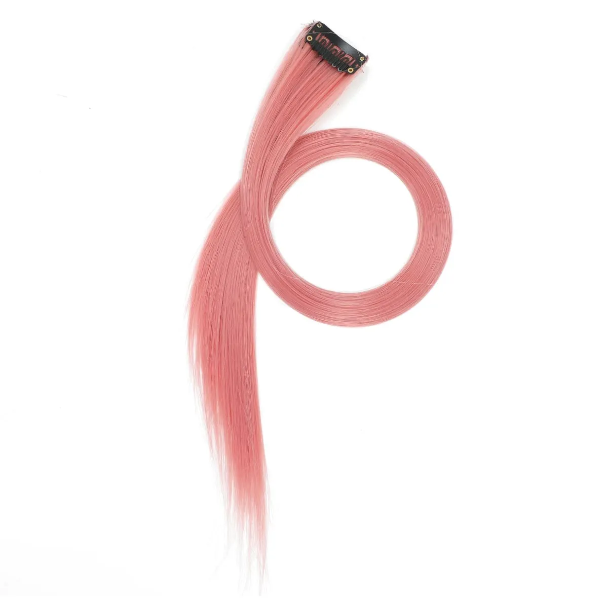 12pcs Colorful Bright Pink Hair Extensions Clip in Colored Party Highlights Extension Synthetic Hairpieces Straight for Women