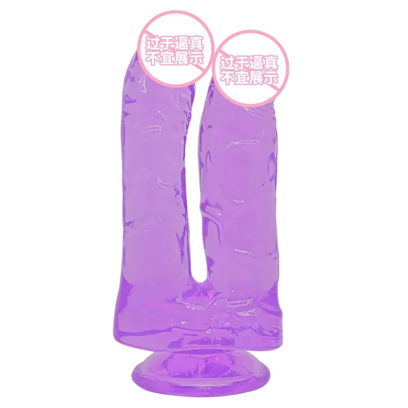 Realistic Double Ended Dildo Sex Toy for Women or Couples Dual Sided Headed Penetration Dong Device with Simulated Penile Sucker