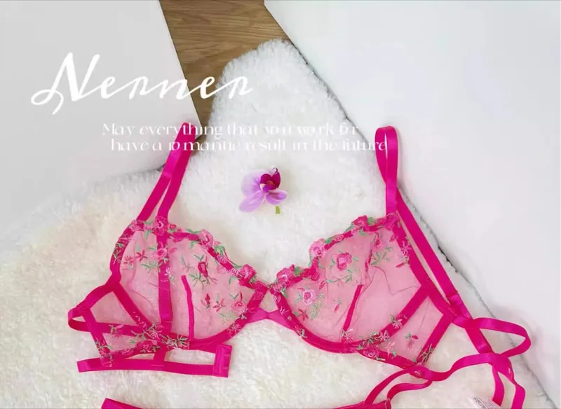 Soutien-Gorge Brodé Dentelle Femme Ultra Mince Transparent Sans Rembourrage Armature Push Up Doux Lingerie Séduisante 32-38