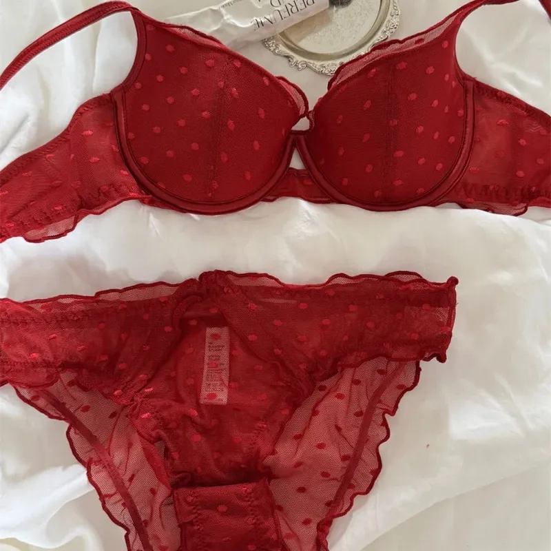 French Thin Cup Women Underwear Sexy Lace Embroidery Bra Set Summer Romantic 4 Color Lingerie Breathable Hollow Push Up Bras — image 4