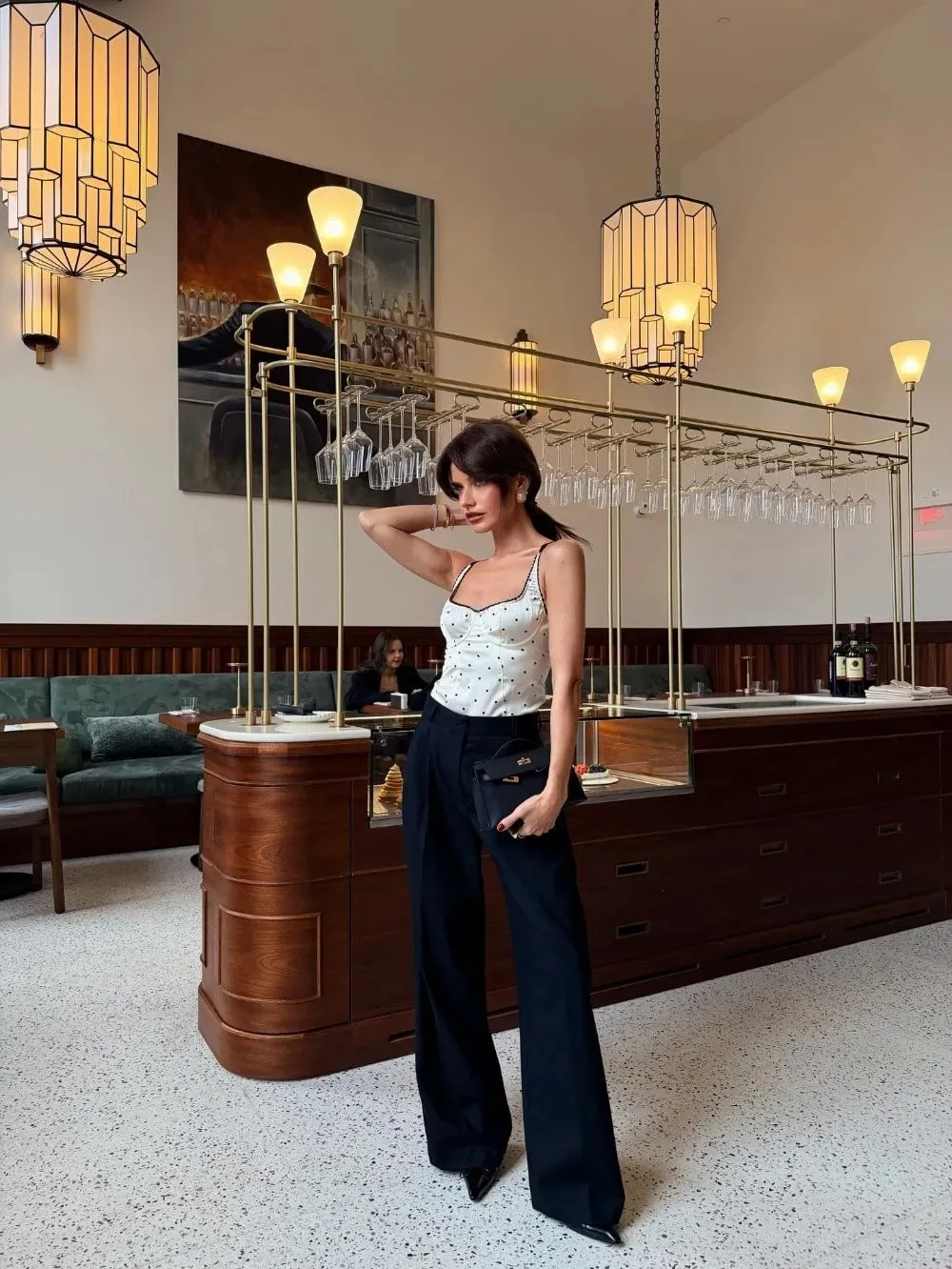Sexy Spaghetti Strap Polka Dot Tank Top Square Neck Slim Cropped Sleeveless Silk Vest Off-shoulder Lace Camis Female