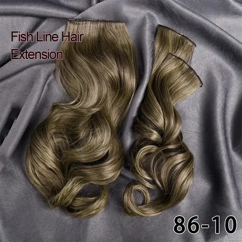 Silike 180g Fish Line Synthetic Wavy Clips in One Piece Hair Extensions 24 inch 17 Colors Heat Resistant Hair Extension