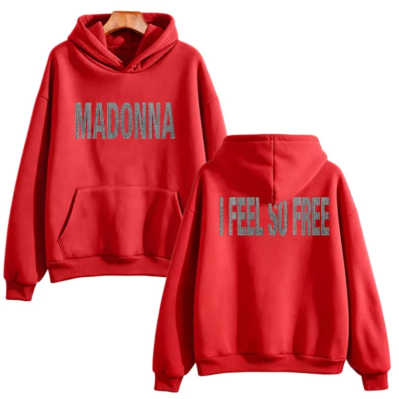 I Feel So Free Hoodie Graphic Printed Hoodie Madonna Merch Vintage Style Sweatshirts Women Men with Hooded Loose Casual Pullover