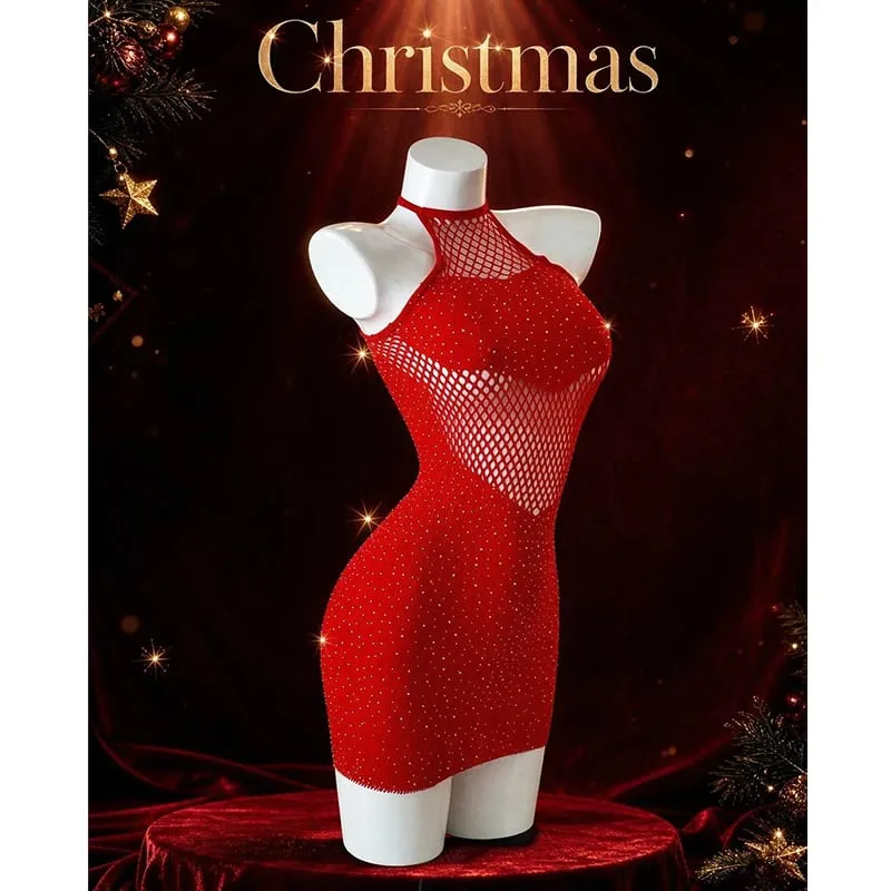 Mesh Beach Cover Up Jurk Vrouwen Christm Hollow Out Sheer Visnet Bodycon Jurk Sexy Muziek Festival Rave Outfit Badmode Coverups
