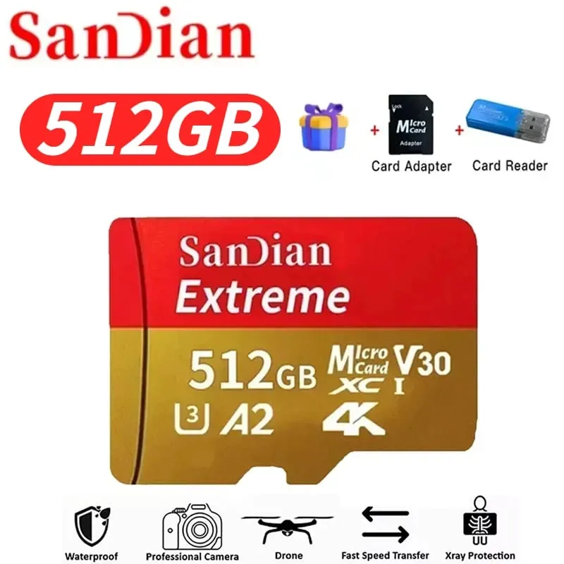 高速 Storge SD カード 128GB オリジナルマイクロ TF カード 512GB クラス 10 高速転送 カメラ/PC/電話用