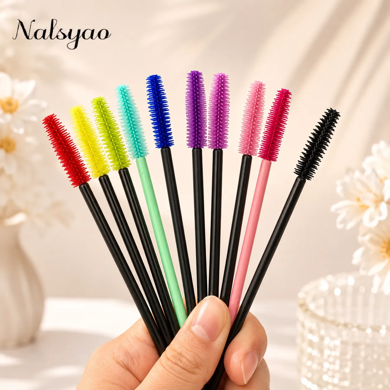 50 Pcs Disposable Silicone Mascara Stick Applicator Eyelash Extension Makeup Tools Eye Eyelashes Brushes Lash Makeup Brush