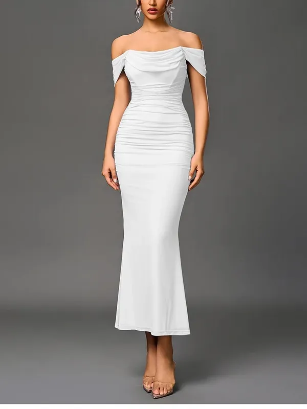 NewAsia Women's Off Shoulder Ruched Mesh Long Corset Dress Backless Fishbone Bodycon Elegant Fashion Party Club Maxi Dresses — image 12