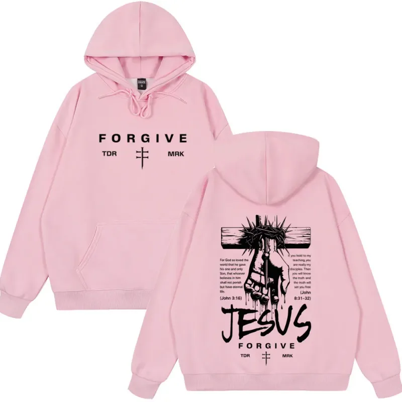 Jesus Forgive Fashion Graphic Hoodie Men Women Vintage Clothing Pullover Winter Long Sleeves Loose Casual Oversized Sweatshirts