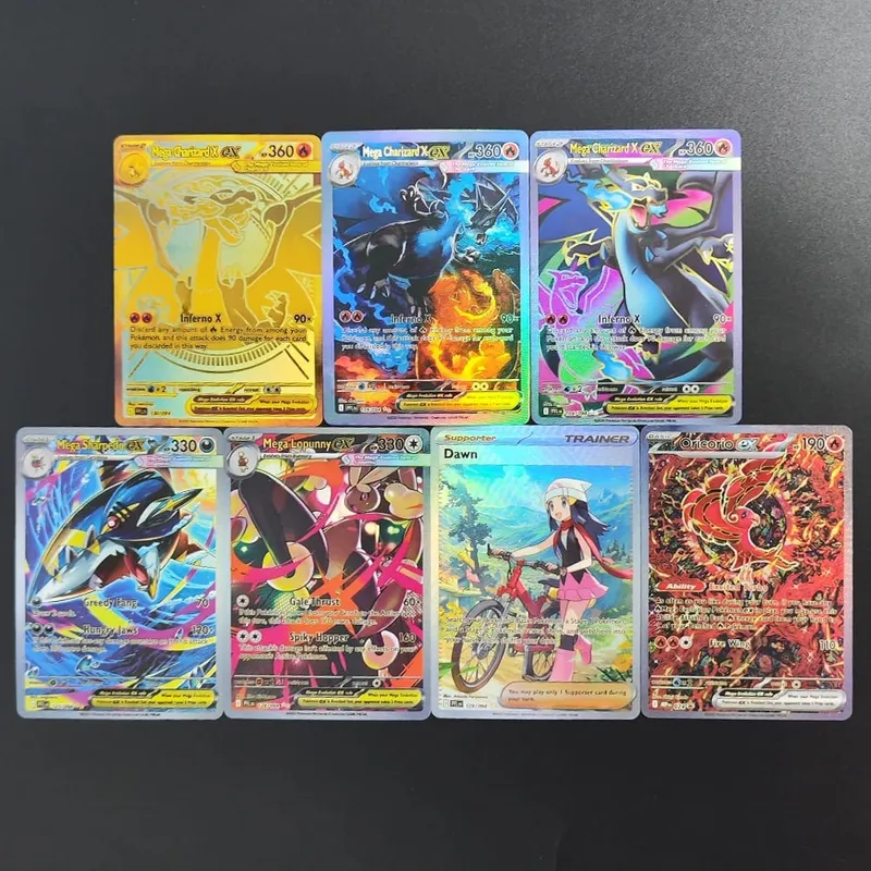 DIY PKM Cards Mega Charizard X EX PFL 130/094 125/094 109/094 Oricorio 024 ME02 Phantasmal Flames TCG English Trading Card