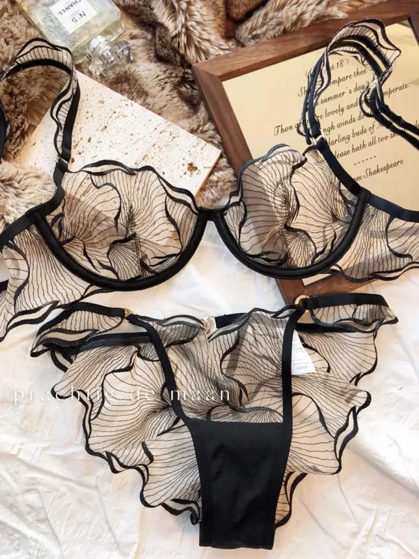Pure Desire Christmas Minimizer Bra Sheer Mesh Large Bust Adjustable Soft Wires Anti-Sagging Elegant Lingerie UK Sizes MOYISU AB