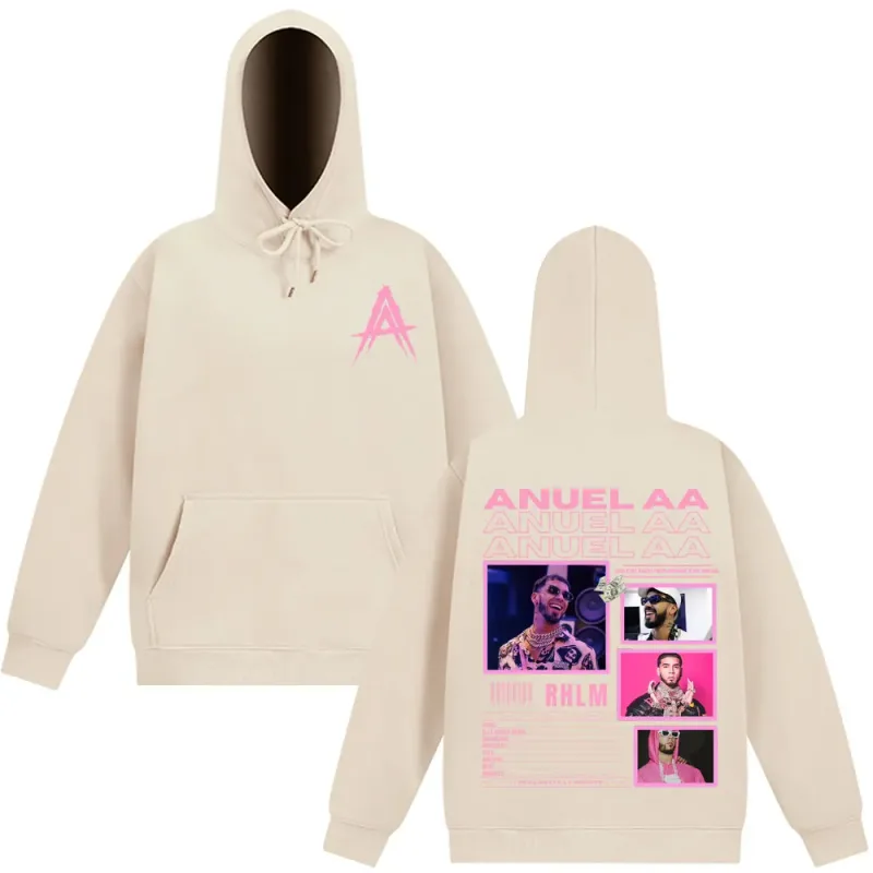 Rapper Anuel AA Album 2025 Graphic Hooded Sweatshirts Men Women Hip Hop Gothic Autumn Winter Pullover Casual Classic Sportswear