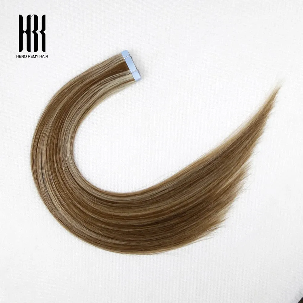 Hero Remy Hair Tape in Natural Hair Extension Human Hair Blonde Color 100% Remy Human Hair Seamless Skin Weft Glue On 2.5g/piece