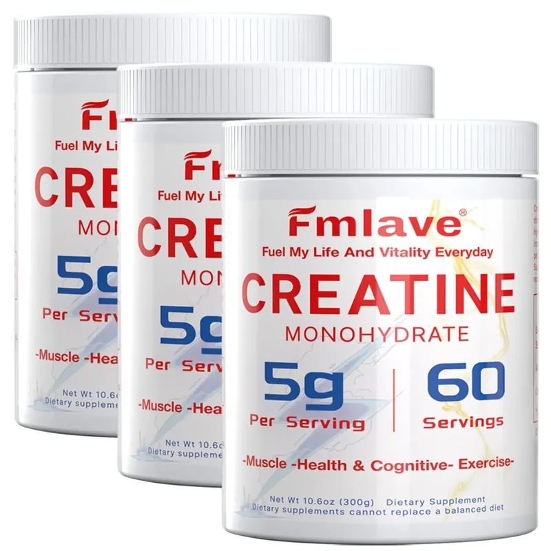 Fmlave Creatine Monohydrate Micronized Powder 300g - 60 Servings 5000mg Per Serving (5g) - for Men & Women Muscle Growth & Recovery