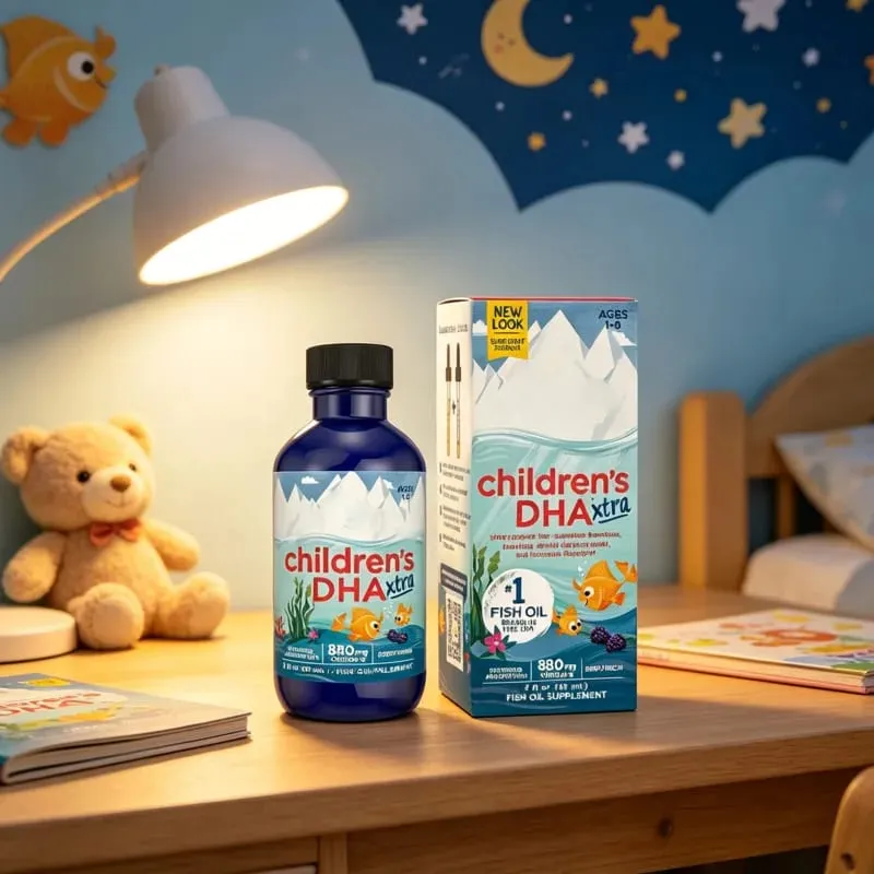 Kids DHA Omega 3 Fish Oil Liquid Berry Flavor Daily Nutrition Supplement Easy to Take Omega 3 Formula for Children 60ml