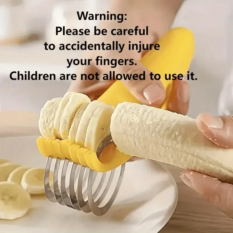 1pc Stainless Steel Manual Slicer - Food-Safe Easy-to-Use Round Blade for Bananas Cucumbers & More - Durable Kitchenware