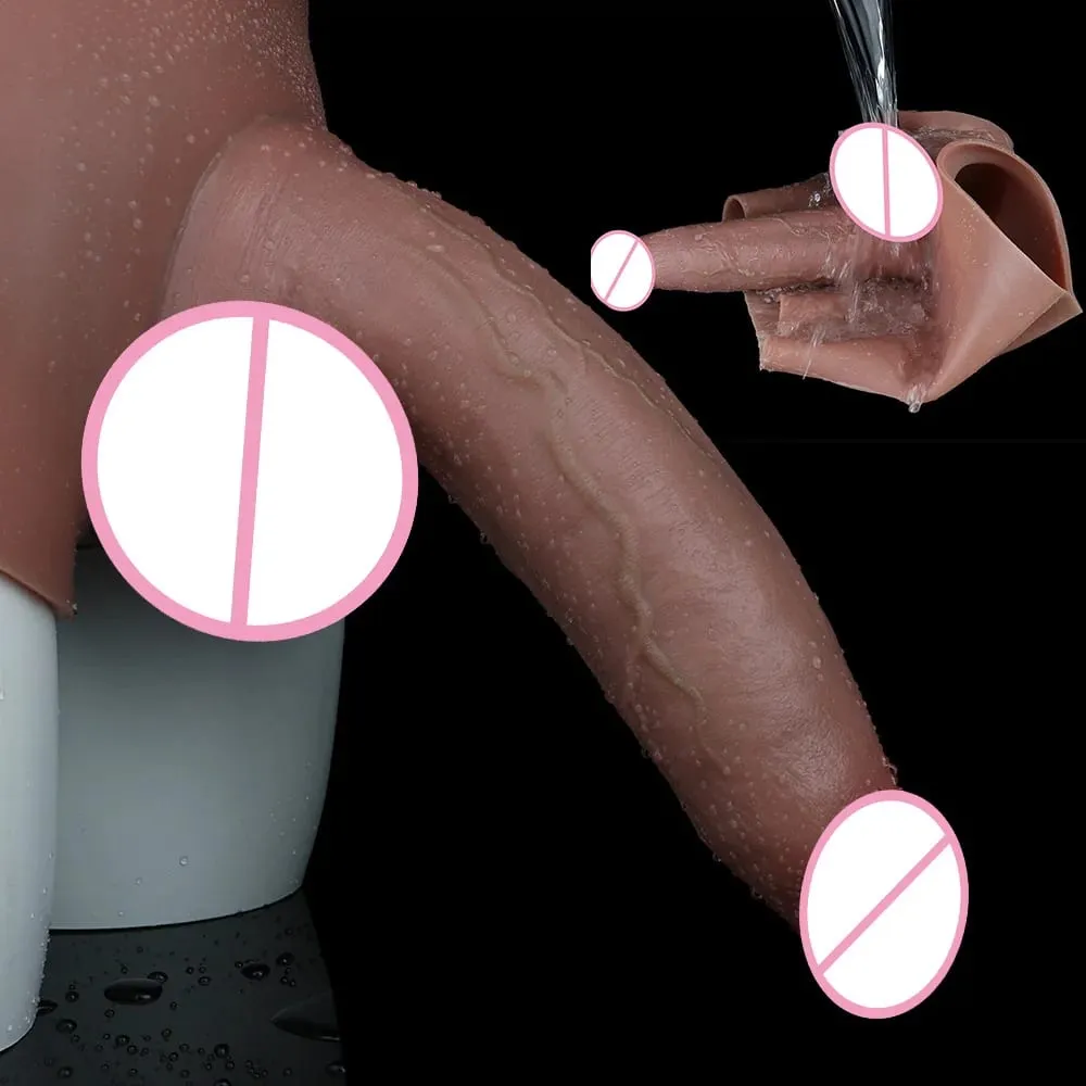 Real Veins Male Penis Sleeve Pants Lifelike Soft Hollow Dildo Men's Wearable Delay Ejaculation Sex Toy Strapon Cock Cover